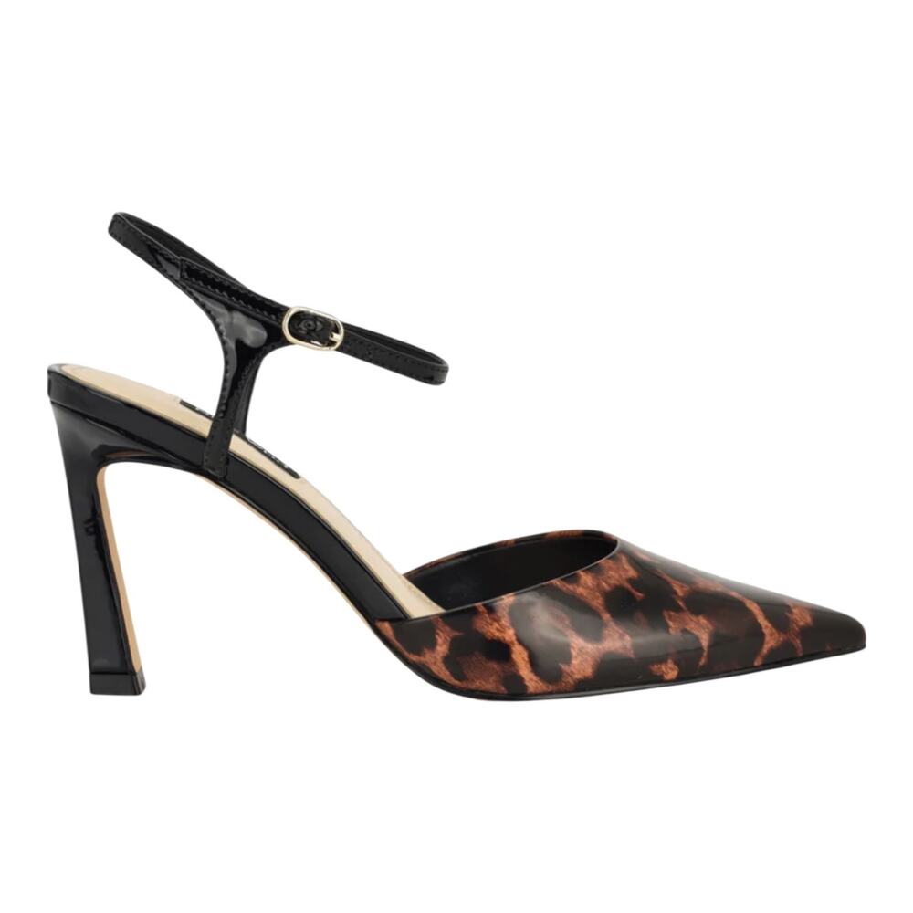 Nine West Women's Dres Ankle Strap Stiletto Heel Pumps Black Leopard Size 9